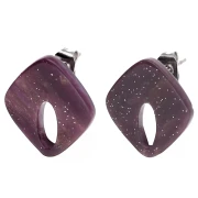 Pendientes de diamantes huecos 16x14 mm acrílico - Violeta jaspeado brillo x2