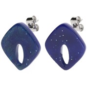 Noche azul - Pendientes de diamantes huecos 16x14 mm acrílico - Azul medianoche jaspeado purpurina x2 Pendientes de diamantes huecos 16x14 mm acrílico - Azul medianoche jaspeado purpurina x2