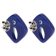 Pendientes de diamantes huecos 16x14 mm acrílico - Azul medianoche jaspeado purpurina x2