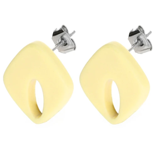 Pendientes diamante hueco 16x14 mm acetato opaco - Vainilla x2