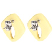 Pendientes diamante hueco 16x14 mm acetato opaco - Vainilla x2