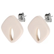 Pendientes diamante hueco 16x14 mm acetato opaco - Marfil x2