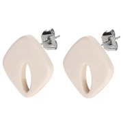Pendientes diamante hueco 16x14 mm acetato opaco - Marfil x2