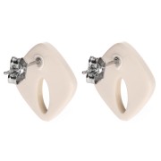 Pendientes diamante hueco 16x14 mm acetato opaco - Marfil x2