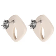 Pendientes diamante hueco 16x14 mm acetato opaco - Marfil x2