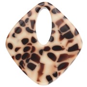 Colgante Acetato Diamante Hueco 28x25 mm - Marrón Moteado - Crema x1