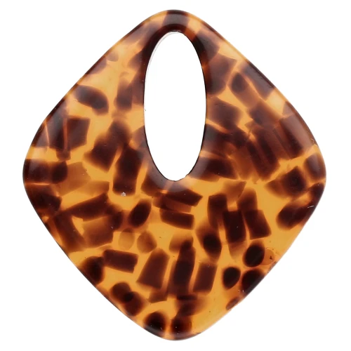 Colgante Acetato Diamante Hueco 28x25 mm - Marrón Terrazo - Negro x1