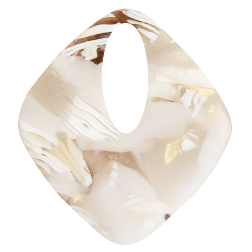 Colgante acetato diamante hueco 28x25 mm - Marfil jaspeado - Beige oscuro x1