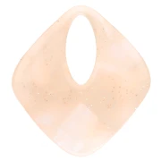 Colgante de acetato hueco en forma de diamante 28x25 mm - Brillo jaspeado melocotón claro x1