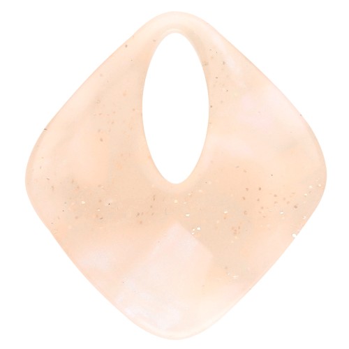 Colgante de acetato hueco en forma de diamante 28x25 mm - Brillo jaspeado melocotón claro x1