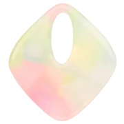 Colgante diamante hueco 28x25 mm acetato - Coral jaspeado - Amarillo - Azul Perla x1