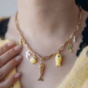 My DIY Jewellery - Kit de colgante y cordón de acero inoxidable - Versión amarilla