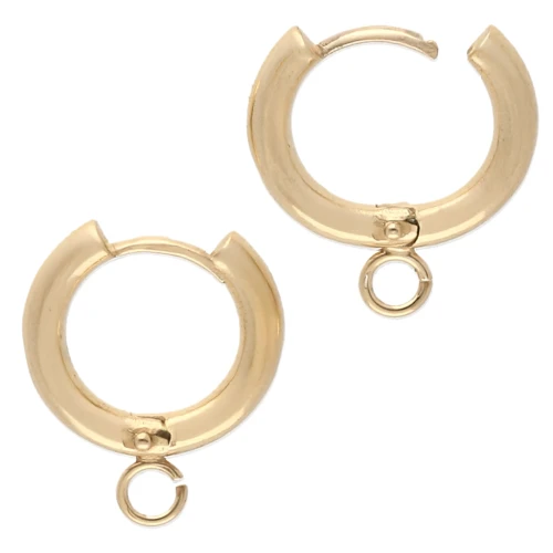 Dormeuses Criollas Redondas con Anillo Abierto 14 mm - Plata de Ley 925 Dorada con Oro Fino x2