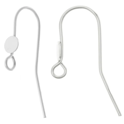 Gancho para pendiente 20 mm y disco para cabujón 5 mm en Plata 925 x2
