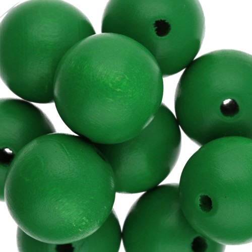 Cuentas redondas de madera de 20 mm - Verde oscuro x5