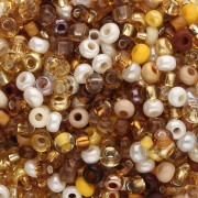 Cuentas de Rocalla Preciosa 8/0, 3 mm - Mezcla Topaz - Dorado x 20 g