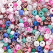 Cuentas de Rocalla Preciosa 8/0, 3 mm - Mezcla de rosa, blanco y azul, 20 g