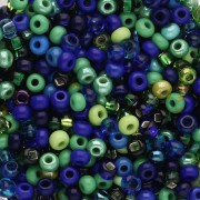 Cuentas de Rocalla Preciosa 8/0, 3 mm - Surtido azul y verde, 20 g