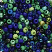 Cuentas de Rocalla Preciosa 8/0, 3 mm - Surtido azul y verde, 20 g