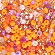 Cuentas de Rocalla Preciosa 8/0, 3 mm - Mezcla naranja y rosa, 20 g
