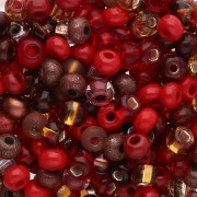 Cuentas de Rocalla Preciosa 6/0, 4 mm - Mezcla multicolor roja, 20 g