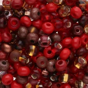 Cuentas de Rocalla Preciosa 6/0, 4 mm - Mezcla multicolor roja, 20 g