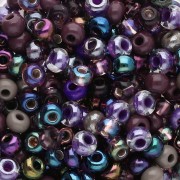 Cuentas de Rocalla Preciosa 6/0, 4 mm - Mezcla de violeta metalizado, 20 g