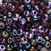 Cuentas de Rocalla Preciosa 6/0, 4 mm - Mezcla de violeta metalizado, 20 g