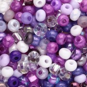 Cuentas de Rocalla Preciosa 6/0, 4 mm - Mezcla de lila y violeta, 20 g