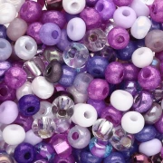 Cuentas de Rocalla Preciosa 6/0, 4 mm - Mezcla de lila y violeta, 20 g