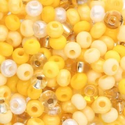 Cuentas de Rocalla Preciosa 6/0, 4 mm - Mezcla multicolor amarilla, 20 g