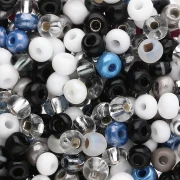 Cuentas de Rocalla Preciosa 6/0, 4 mm - Surtido: blanco, gris y negro, 20 g