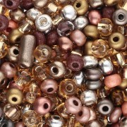 Cuentas de Rocalla Preciosa 6/0 4 mm - Mezcla multicolor marrón - Plateadas x 20 g