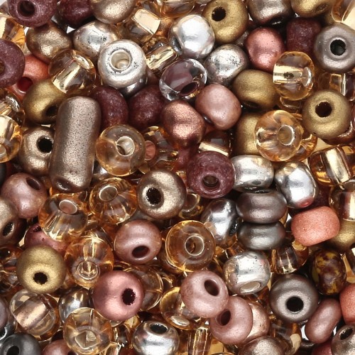 Cuentas de Rocalla Preciosa 6/0 4 mm - Mezcla multicolor marrón - Plateadas x 20 g