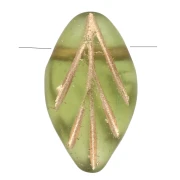 Cuentas de vidrio 11x7 mm - Olivino Mate - Oro x10