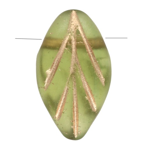 Cuentas de vidrio 11x7 mm - Olivino Mate - Oro x10