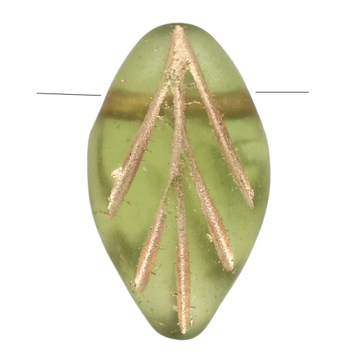 Cuentas de vidrio 11x7 mm - Olivino Mate - Oro x10