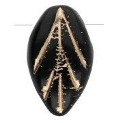 Cuentas de vidrio hoja 11x7 mm - Azabache - Oro x10