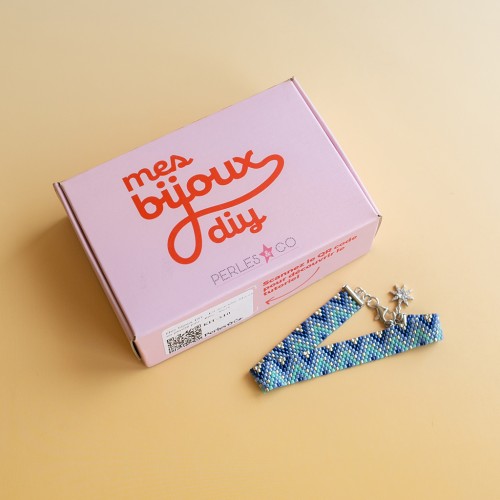 Mis joyas DIY - Kit de pulsera Miyuki en punto peyote (par) - Azul - Plateado