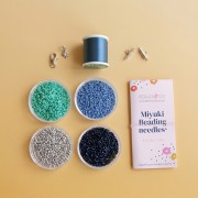 Mis joyas DIY - Kit de pulsera Miyuki en punto peyote (par) - Azul - Plateado