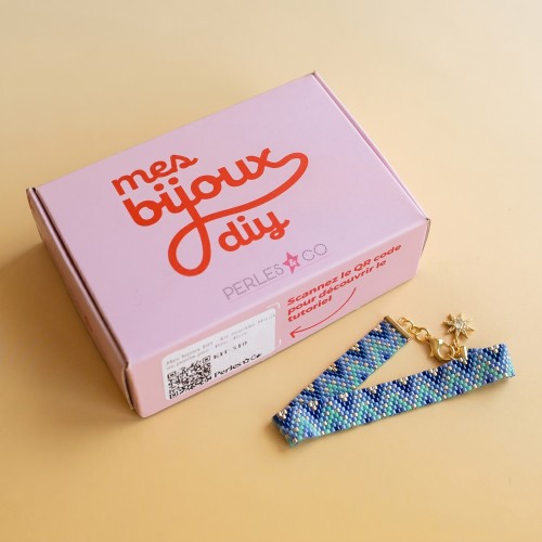 Mis joyas DIY - Kit de pulsera Miyuki en punto peyote - Azul - Dorado