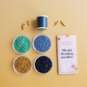 Mis joyas DIY - Kit de pulsera Miyuki en punto peyote - Azul - Dorado