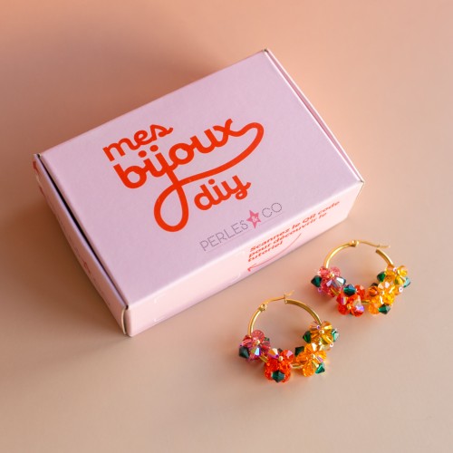 Mi bisutería DIY - Versión naranja del kit criollo de flores giratorias de perlas