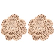 Pendientes flor rafia 36 mm - Beige x2