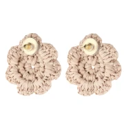 Pendientes flor rafia 36 mm - Beige x2