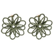 Pendientes flor del hilo - Volumen 3D - 50x45 mm en rafia - Caqui x2