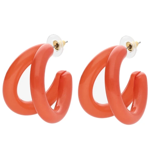 Pendientes de aro de resina, doble hilo, 35,5 mm - Terracota x2