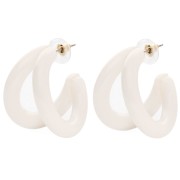 Pendientes de aro doble 35,5 mm resina - Crudo x2