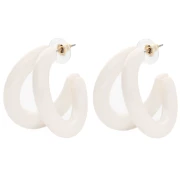 Pendientes de aro doble 35,5 mm resina - Crudo x2