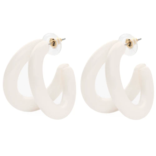 Pendientes de aro doble 35,5 mm resina - Crudo x2